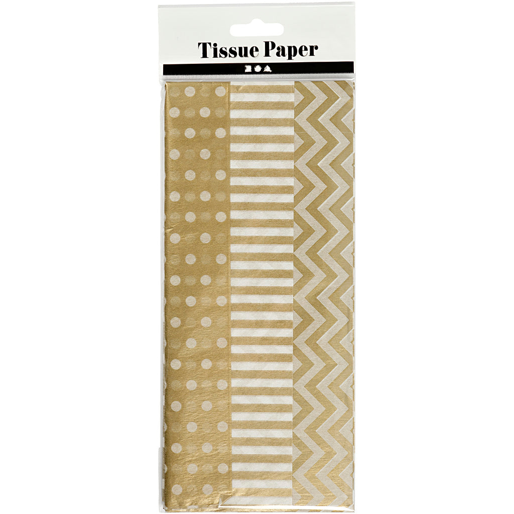 Seidenpapier, Blatt 50x70 cm, 17 g, Gold, 6 Bl./ 1 Pck [HOB-200894]