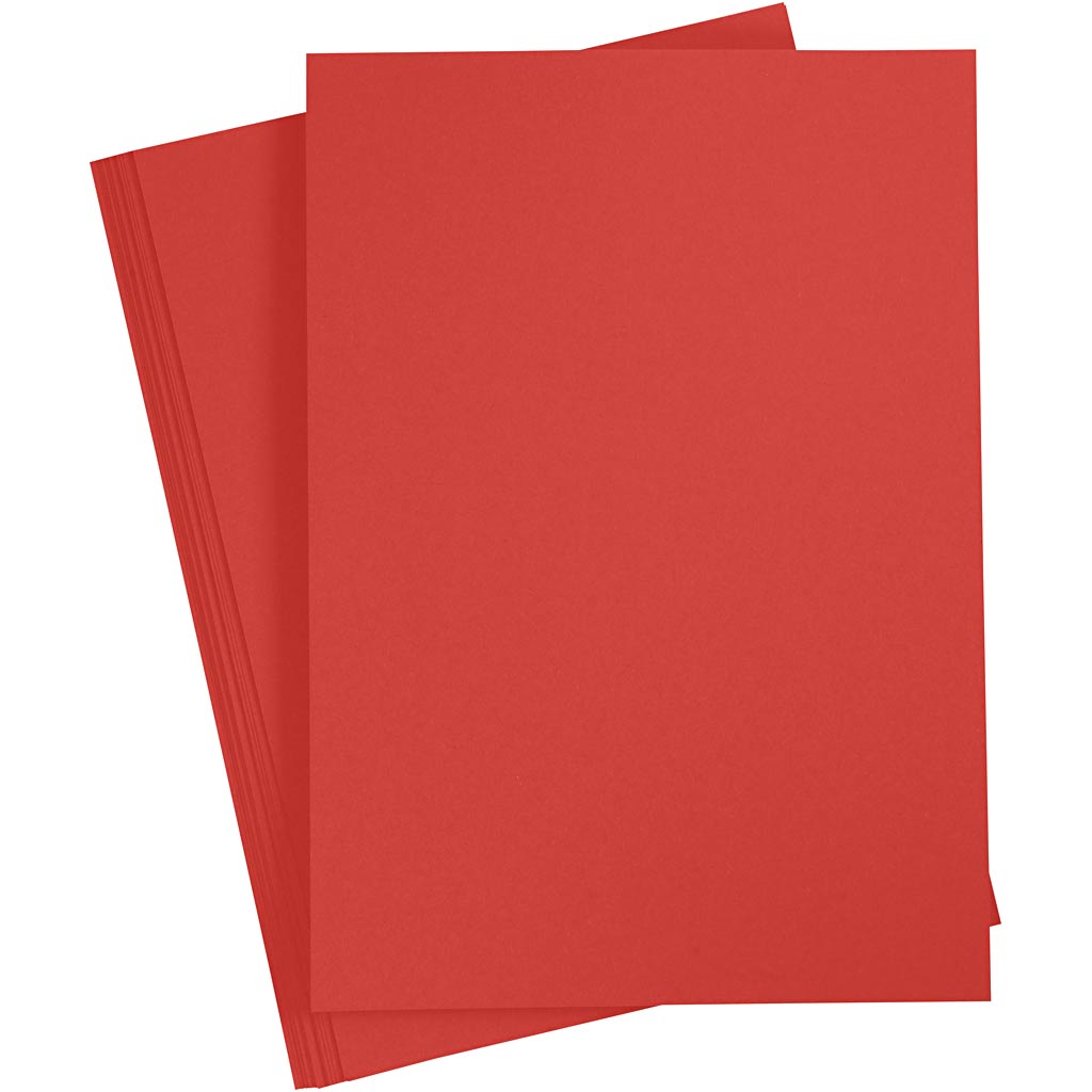 Card, A4, sheet 210x297 mm, 180 g, red, 20 sheet