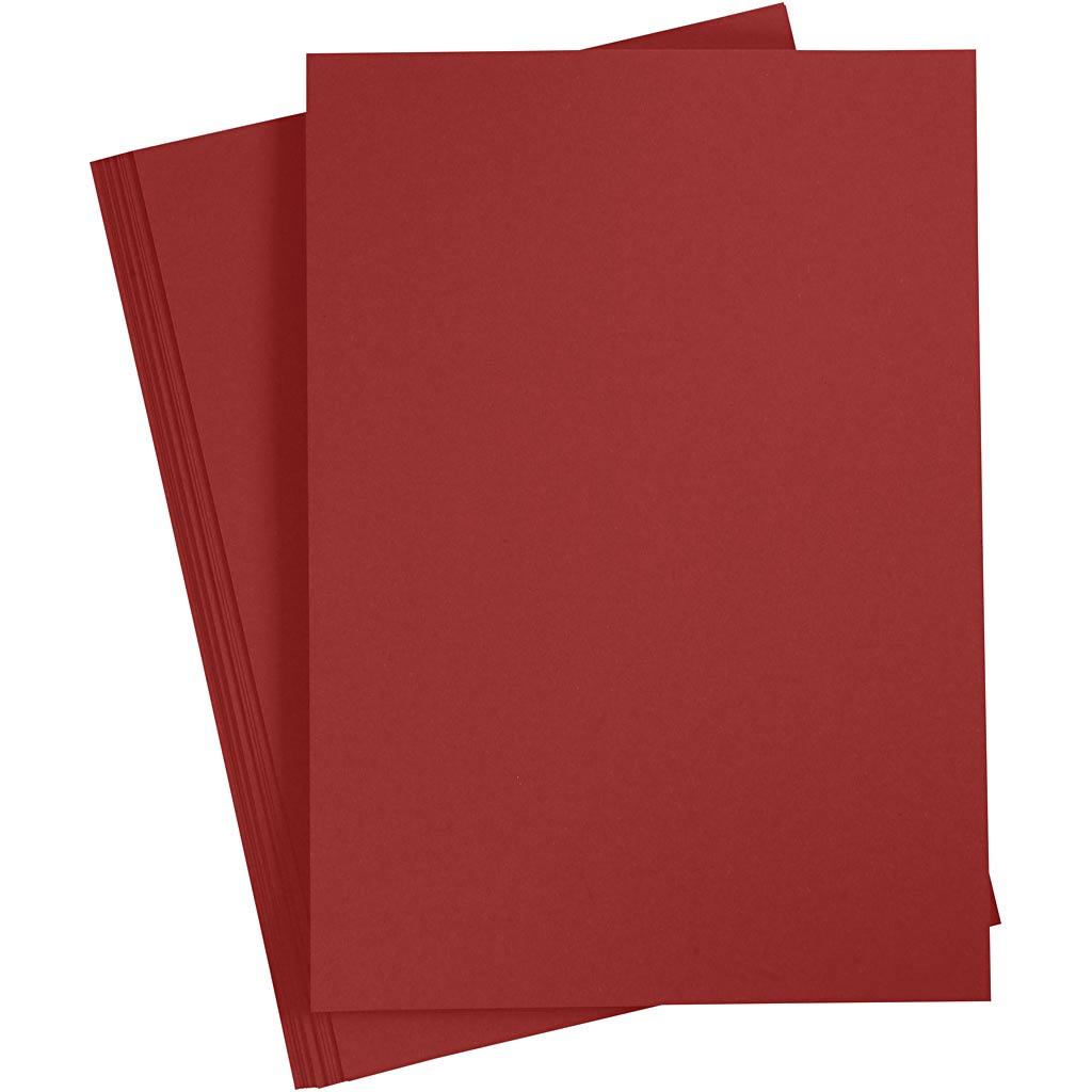 Card, A4, sheet 210x297 mm, 180 g, dark red, 20 sheet