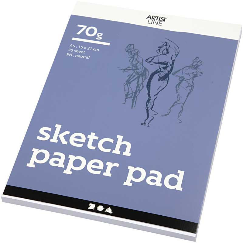Sketch Pad, A5, sheet 148x210 mm, 70 g, white, 70 sheet