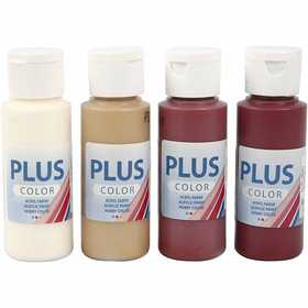 Plus Color Bastelfarbe, Sortierte Farben, 4x60ml [HOB-22230]