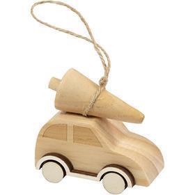 Auto mit Weihnachtsbaum, H 6 cm, L 6 cm, B 3,5 cm, 1 Stk [HOB-58070]