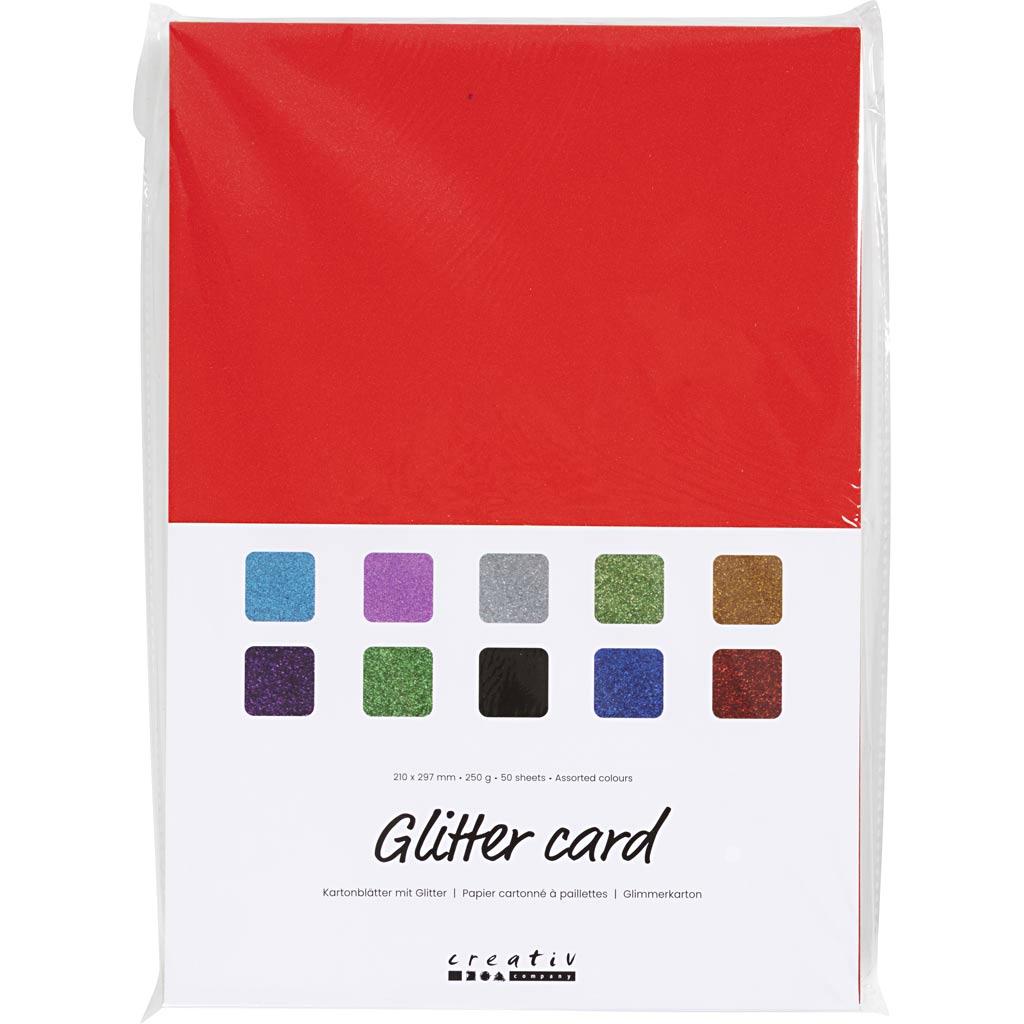 Kartonblätter mit Glitter, A4, 250 g, 50 Bl./ 1 Pck [HOB-230460]