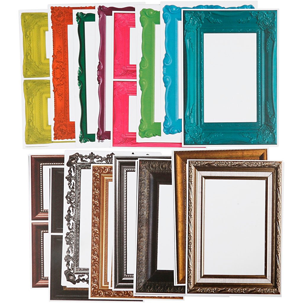 Frames, size 26,2x18,5 cm, assorted colours, 64 ass sheets