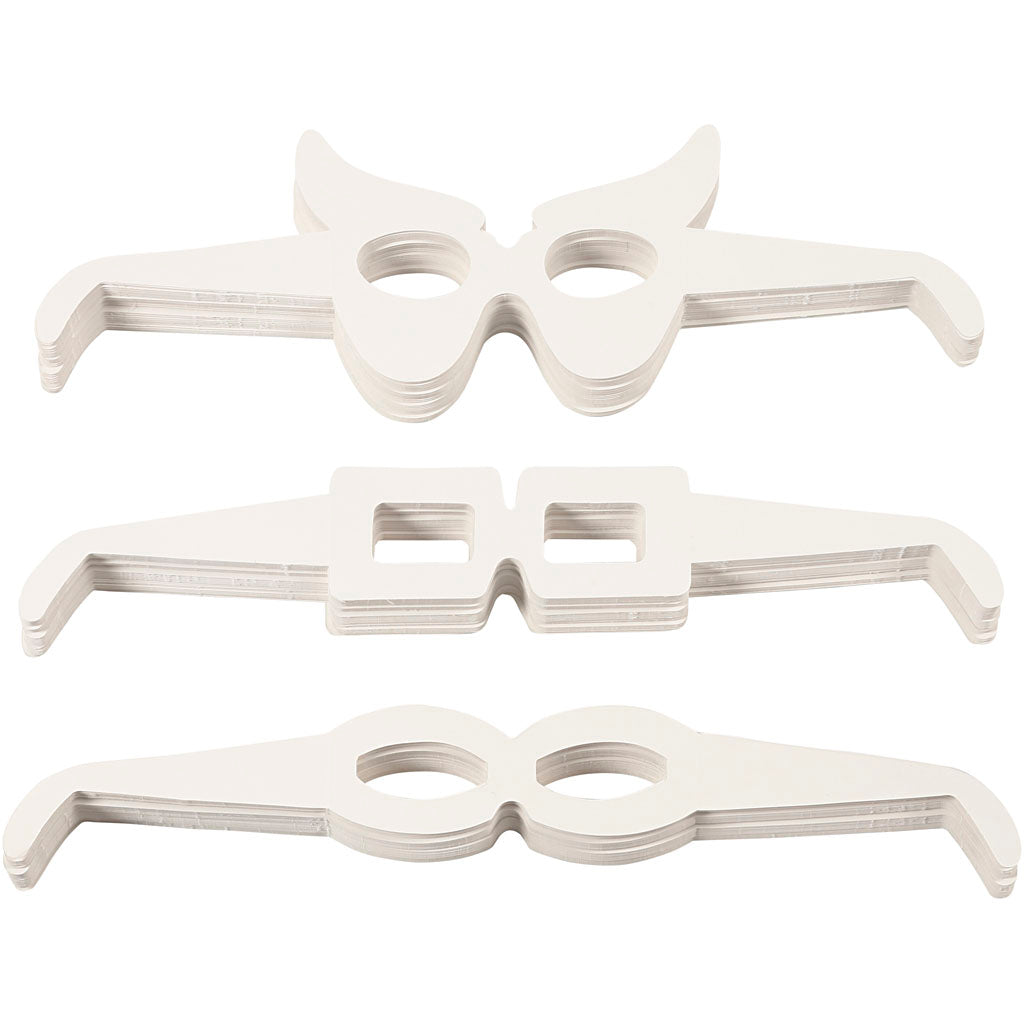 Novelty Glasses, H: 4,5-10 cm, L: 32 cm, white, 160 pc