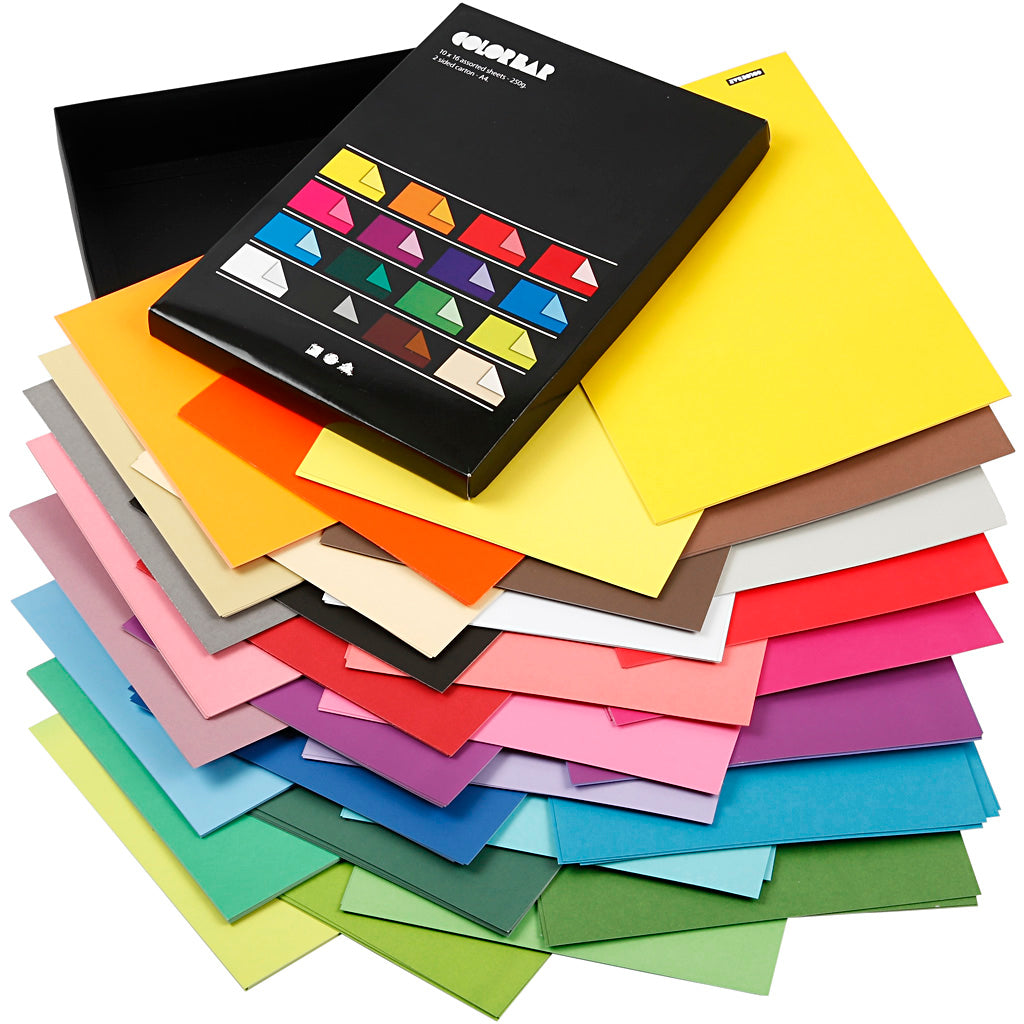 Color Bar Card, A4, sheet 210x297 mm, 250 g, assorted colours, 16x10 sheet