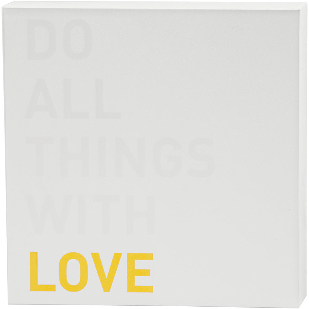 Canvas with Gold Motifs, H: 25,4 cm, D. 2,54 cm, W: 25,4 cm, white