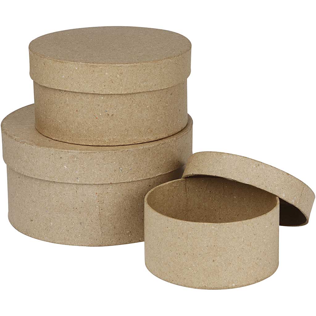 Round Boxes, H: 5+6,5+7,5 cm, dia. 10+13+16 cm/ 1 set