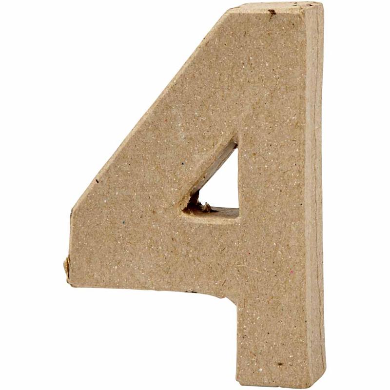 Zahl, 4, H 10 cm, B 6,8 cm, Dicke 1,7 cm, 1 Stk [HOB-26671]