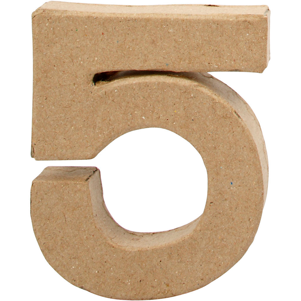 Zahl, 5, H 10 cm, B 8,5 cm, Dicke 1,7 cm, 1 Stk [HOB-26672]