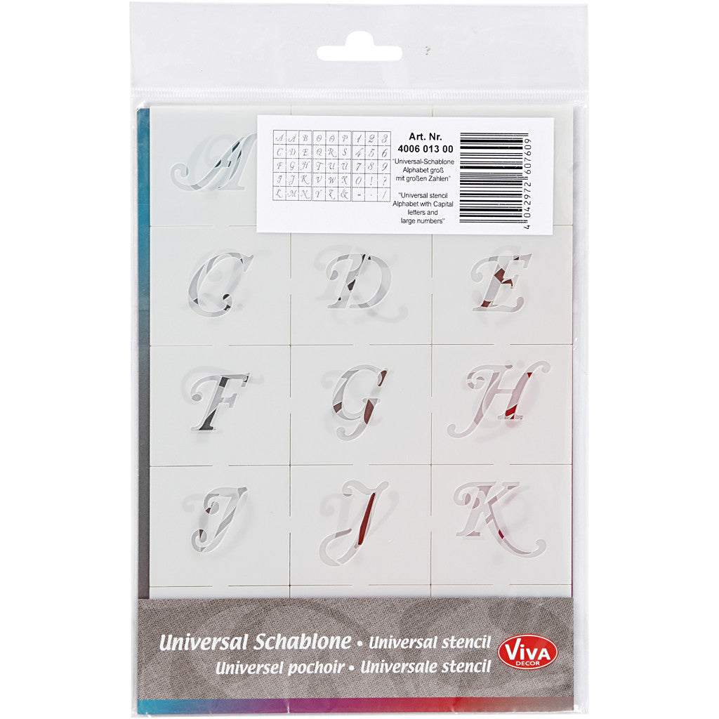 Schablone, Buchstaben & Zahlen, H 20-30 mm, A5, Blatt 148x210 mm, 3 Bl./ 1 Pck [HOB-26965]