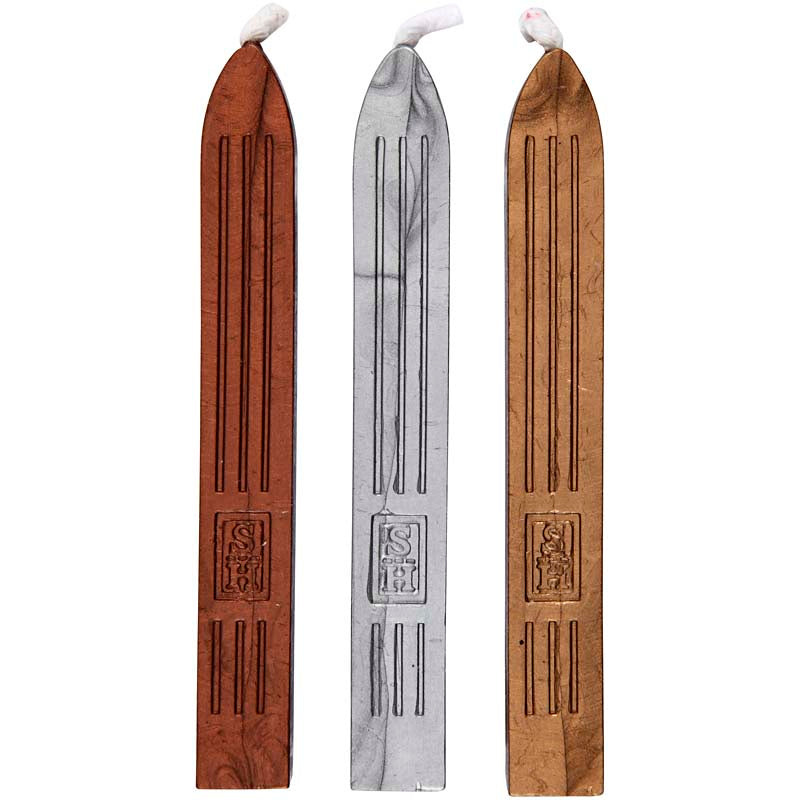Sealing Wax, gold, silver, bronze, L: 10 cm