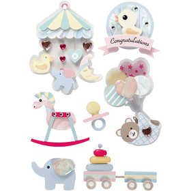 3D Sticker, Baby, H 25-70 mm, B 20-55 mm, Dicke 7 mm, 8 Stk/ 1 Pck [HOB-27095]