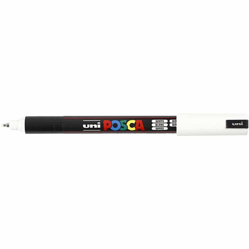 Posca Marker , Nr. PC-1MR, Strichstärke 0,7 mm, extrafein, Weiß, 1 Stk [HOB-272052]
