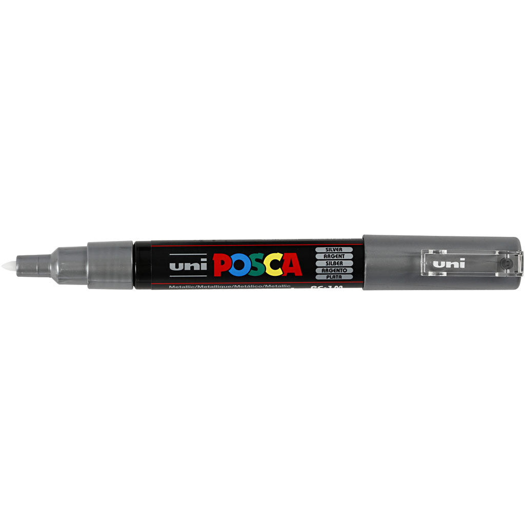 Posca Marker , Nr. PC-1M, Strichstärke 0,7 mm, extrafein, Silber, 1 Stk [HOB-273805]