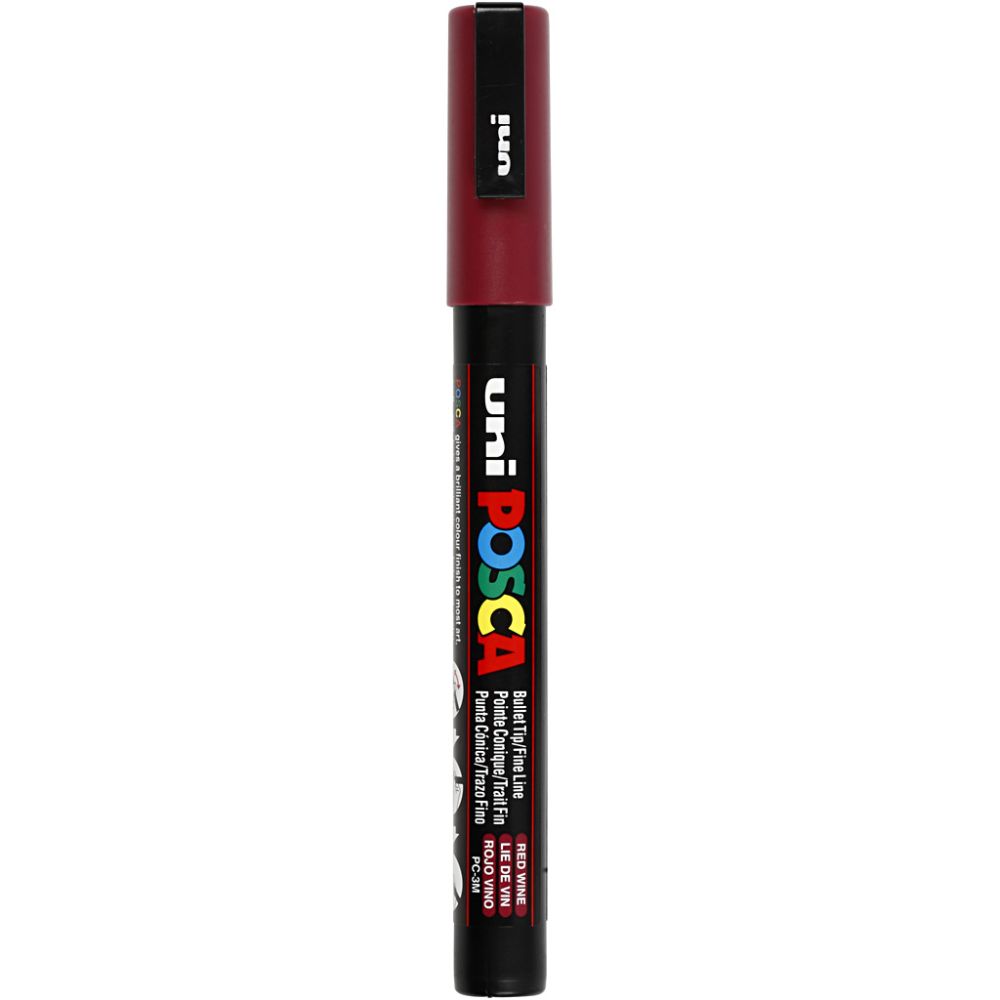 Posca Marker , Nr. PC-3M, Strichstärke 0,9-1,3 mm, fein, Bordeaux, 1 Stk [HOB-274050]
