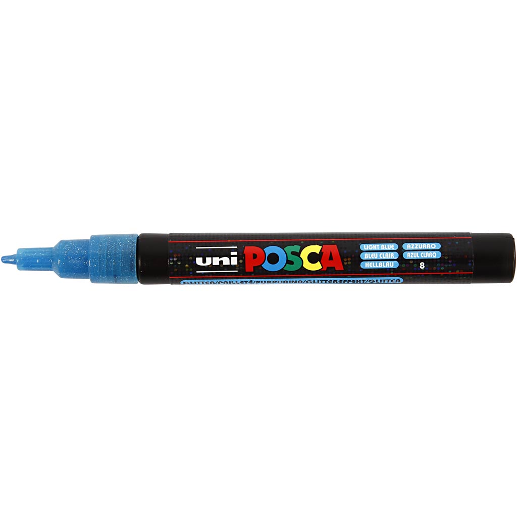 Posca Marker , Nr. PC-3ML, Strichstärke 0,9-1,3 mm, Glitter-Farben, 8 Stk/ 1 Pck [HOB-274899]