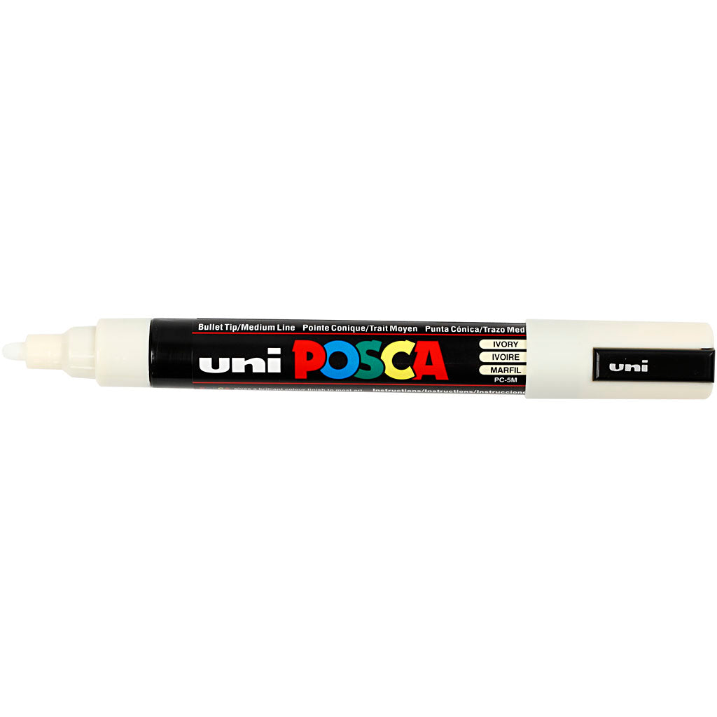 Posca Marker , Nr. PC-5M, Strichstärke 2,5 mm, Medium, Elfenbein, 1 Stk [HOB-276019]