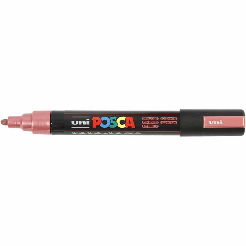 Posca Marker , Nr. PC-5M, Strichstärke 2,5 mm, Medium, Metallic-Rot, 1 Stk [HOB-276860]