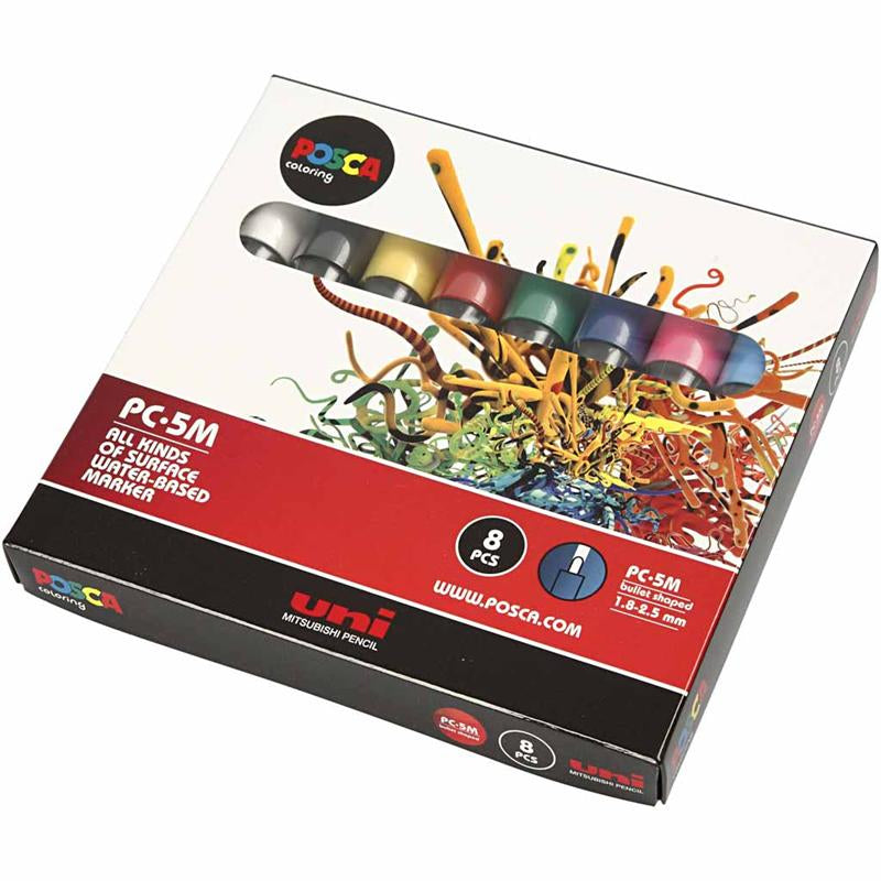 Posca Marker , Nr. PC-5M, Strichstärke 2,5 mm, Medium, Sortierte Farben, 8 Stk/ 1 Pck [HOB-276900]