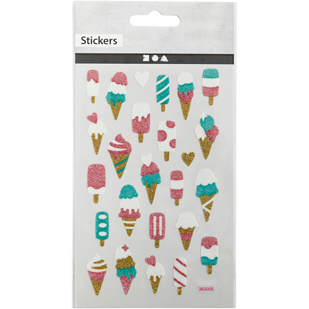 Glitzer-Sticker, Eiscreme, Blatt 10x16 cm, 1 Bl. [HOB-280015]