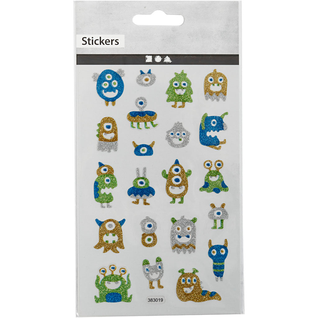 Glitzer-Sticker, Aliens, Blatt 10x16 cm, 1 Bl. [HOB-280020]