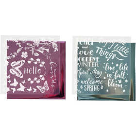 Dekofolie mit Transferblatt, Frühling, Blatt 15x15 cm, Hellblau, Pink, 2x2 Bl./ 1 Pck [HOB-283551]