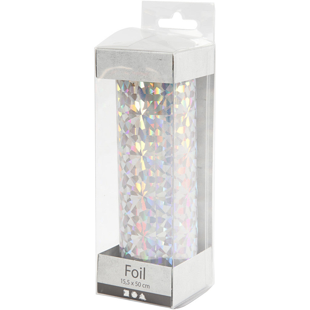 Dekofolie, B 15,5 cm, Dicke 0,02 mm, Silber, 50 cm/ 1 Rolle [HOB-283569]