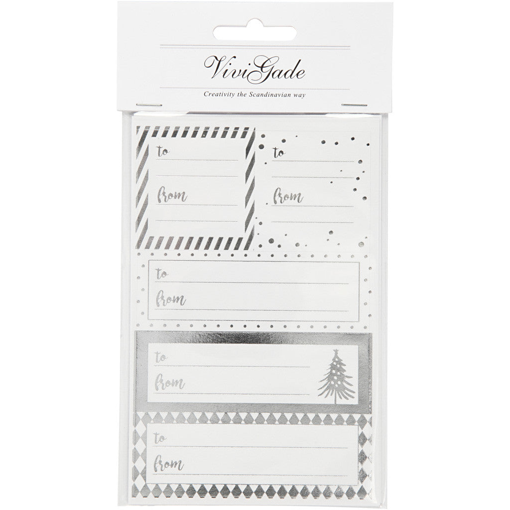 Notiz-Sticker, Blatt 9x14 cm, Größe 42x39+84x29 mm, Silber, Weiß, 4 Bl./ 1 Pck [HOB-28499]