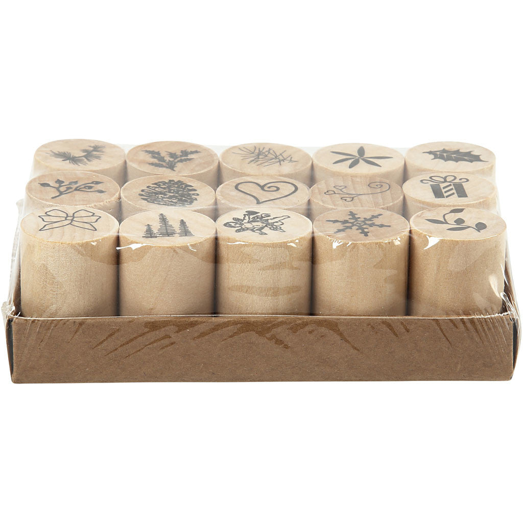 Deco Art-Stempel, Weihnachten, H 26 mm, D 20 mm, 15 Stk/ 1 Pck [HOB-28580]