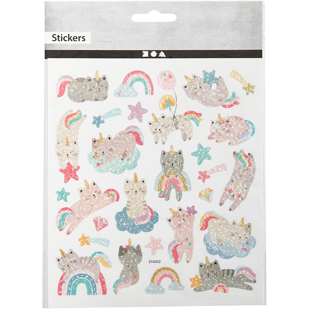 Sticker, Einhorn-Kätzchen, Blatt 15x16,5 cm, 1 Bl. [HOB-29047]