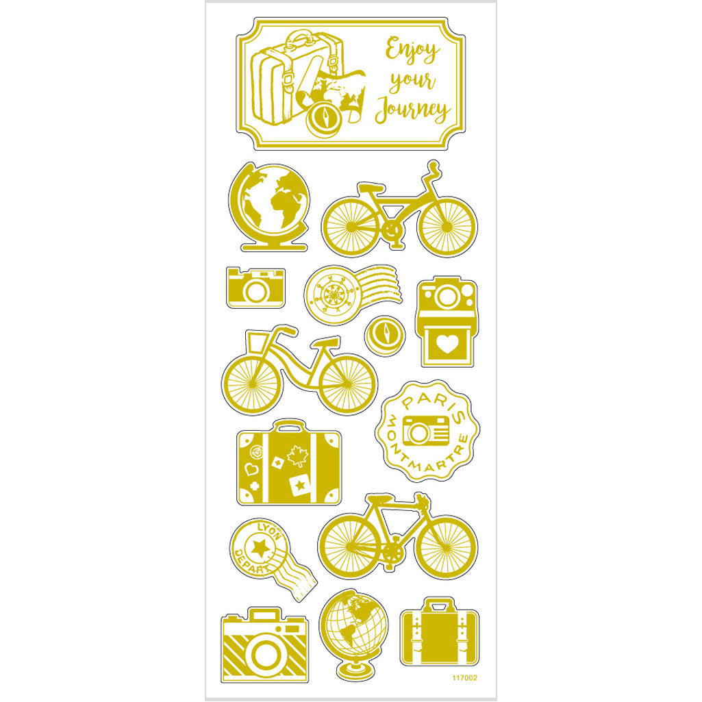 Sticker 'Thank you', Rund um die Welt, Blatt 10x24 cm, ca. 15 Stk, Gold, 1 Bl. [HOB-29144]