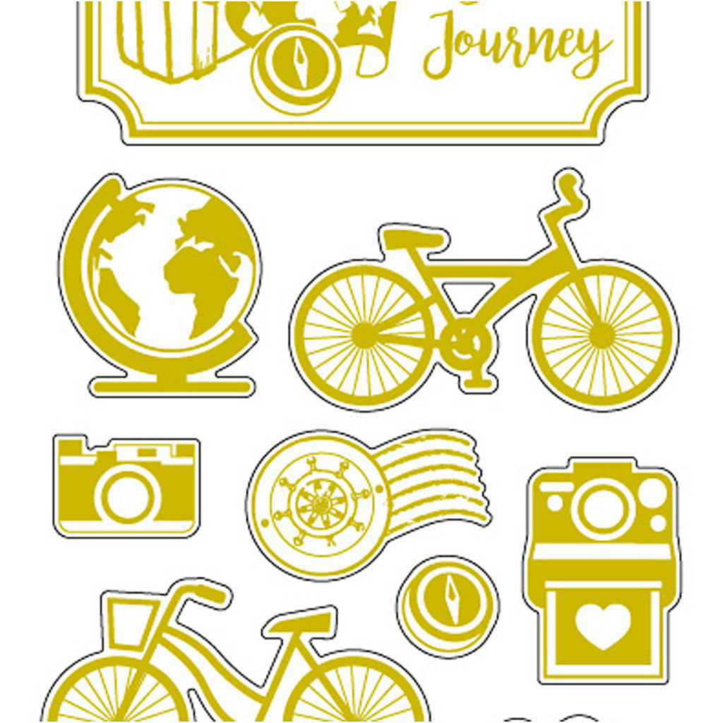 Sticker 'Thank you', Rund um die Welt, Blatt 10x24 cm, ca. 15 Stk, Gold, 1 Bl. [HOB-29144]