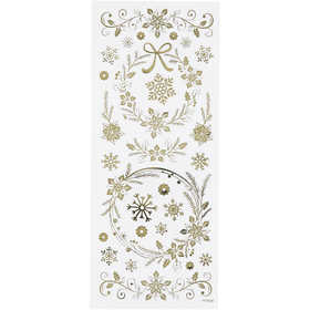 Sticker 'Thank you', Weihnachtssterne, Blatt 10x24 cm, ca. 29 Stk, Gold, 1 Bl. [HOB-29150]