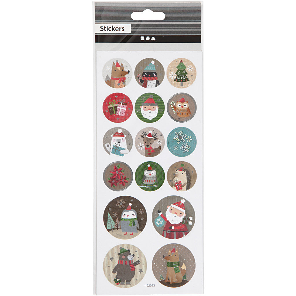 Sticker mit Weihnachtsmotiven, Weihnachten, Blatt 10x23 cm, ca. 16 Stk, 1 Bl. [HOB-29161]