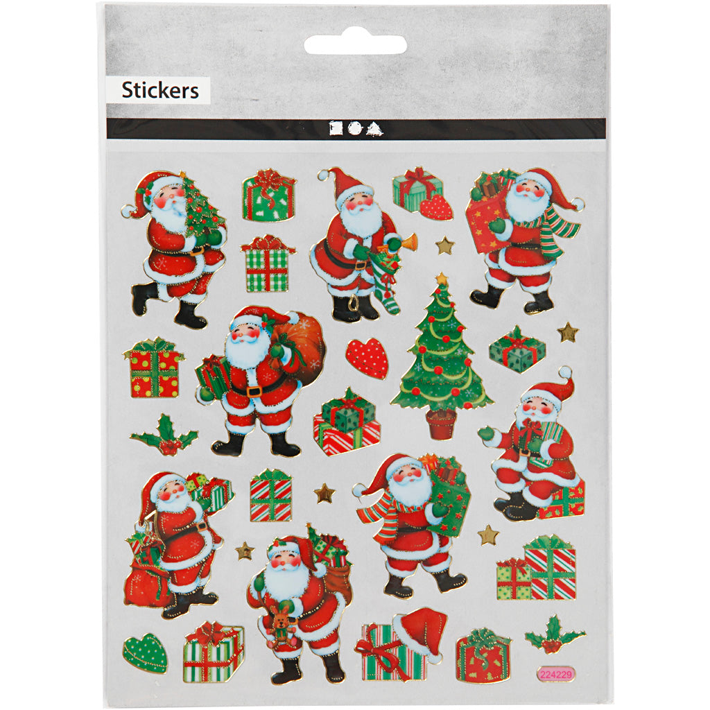 Sticker, Klassische Weihnachtsfiguren, Blatt 15x16,5 cm, ca. 29 Stk, 1 Bl. [HOB-291851]