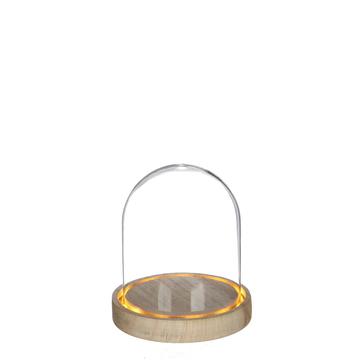 Glass LED jar with wooden base Ø12cm (1 pcs.)