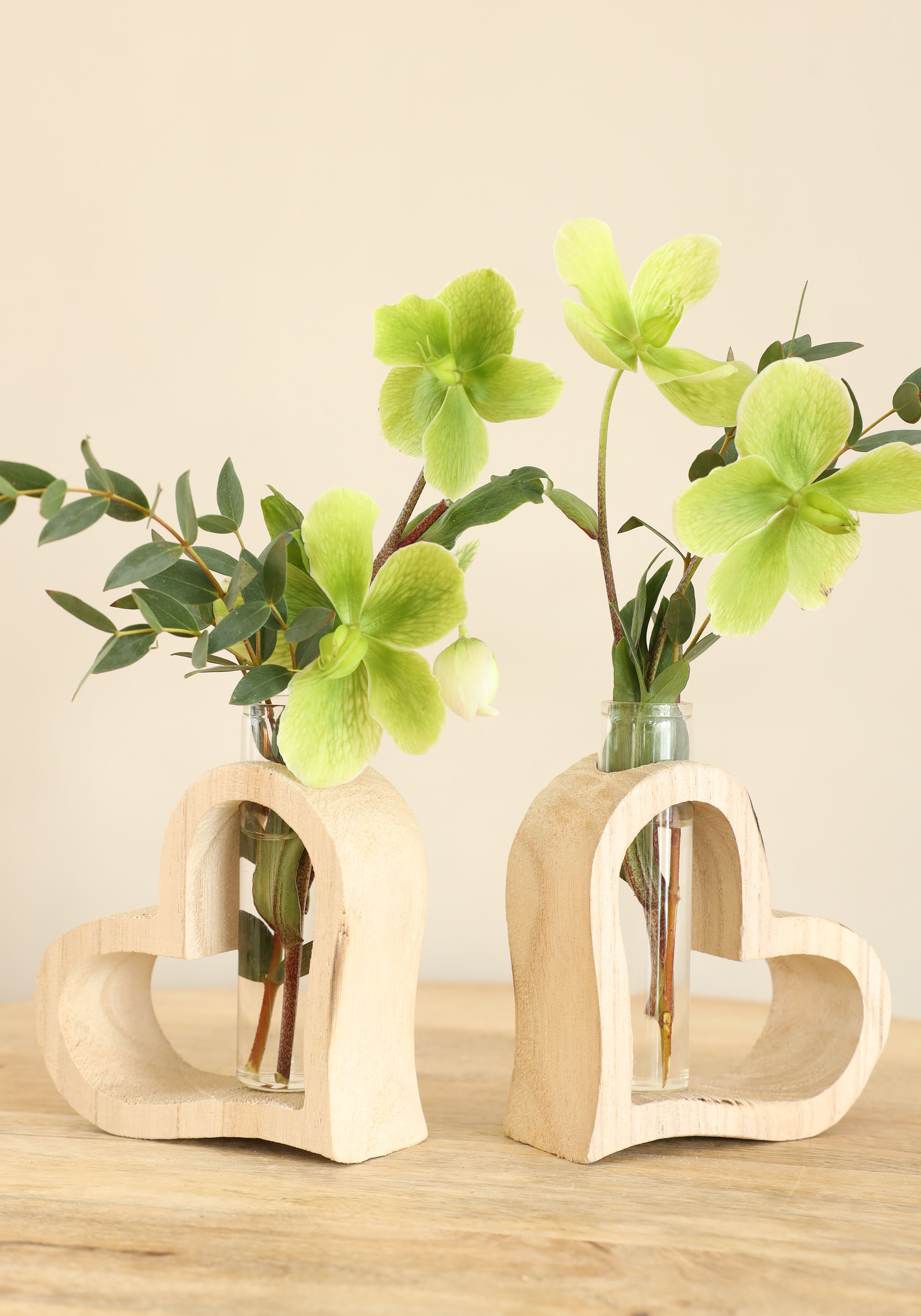 Holzherz mit Reagenzglas 10 x 5 h.11 cm (6 Stk.) [IFS-29638]