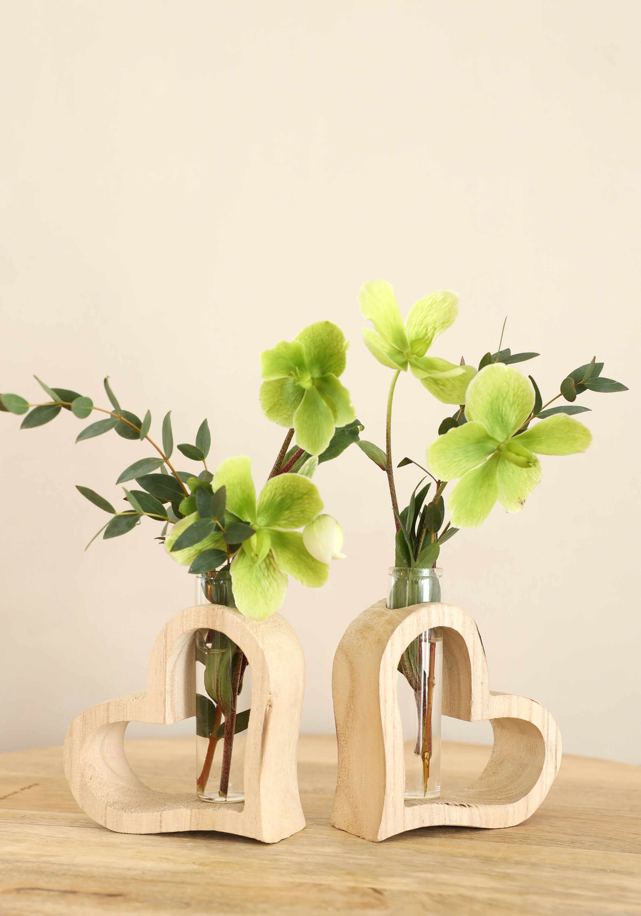 Holzherz mit Reagenzglas 10 x 5 h.11 cm (6 Stk.) [IFS-29638]