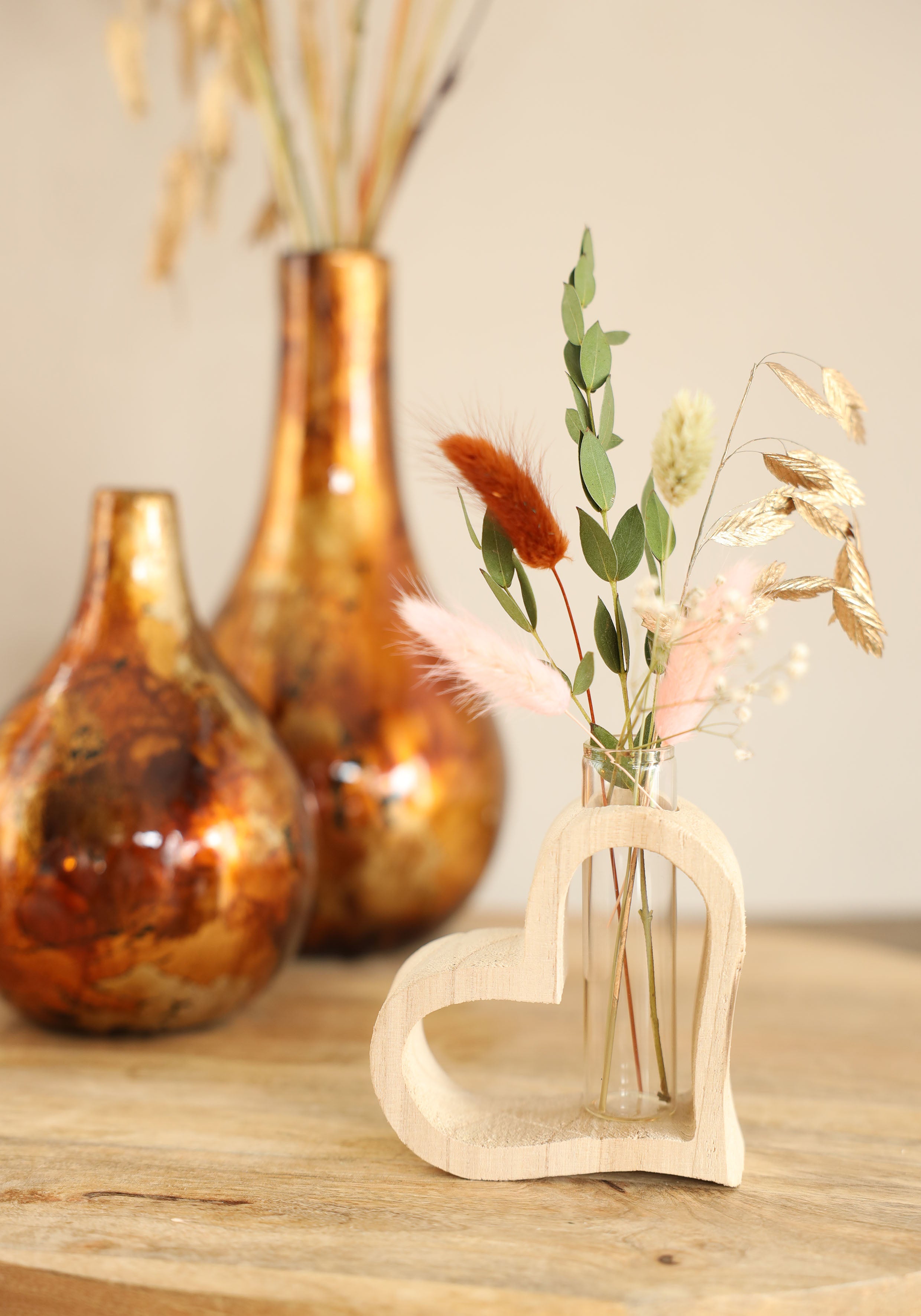 Holzherz mit Reagenzglas 10 x 5 h.11 cm (6 Stk.) [IFS-29638]