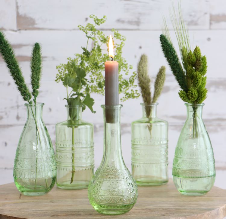 Blumenvasen Rom Ø7.5cm | H: 16cm Grün (12 Stück) [IFS-29735]