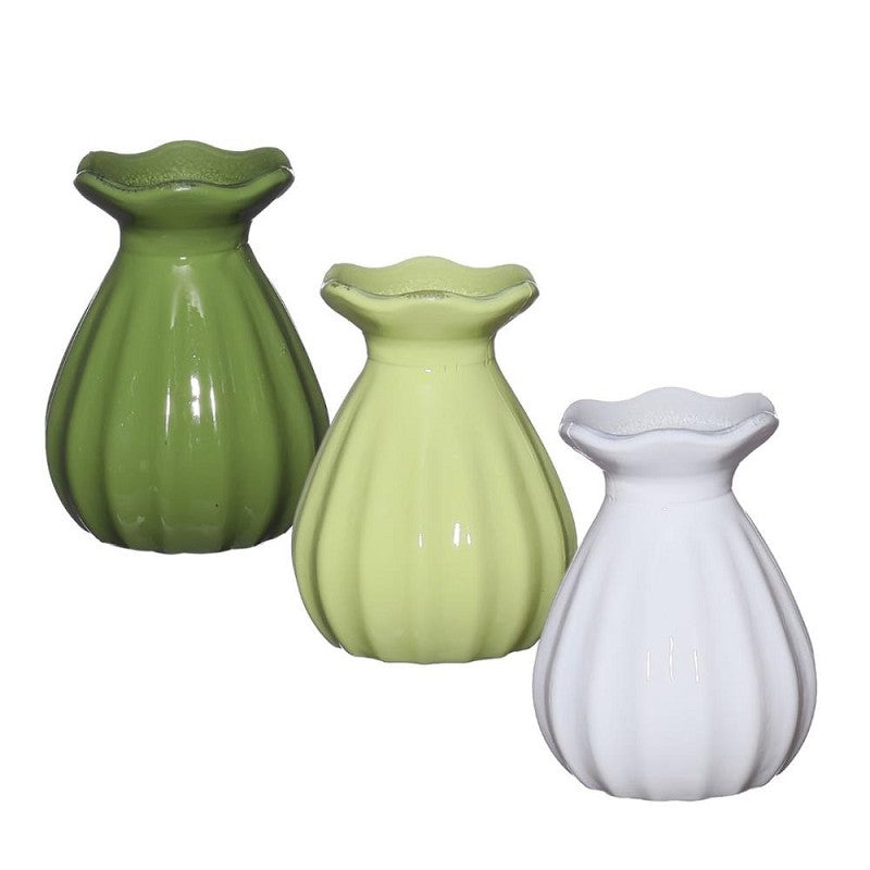 Blumenvase Ø7 h: 9 cm Grün assorti (12 Stück) [IFS-29805]