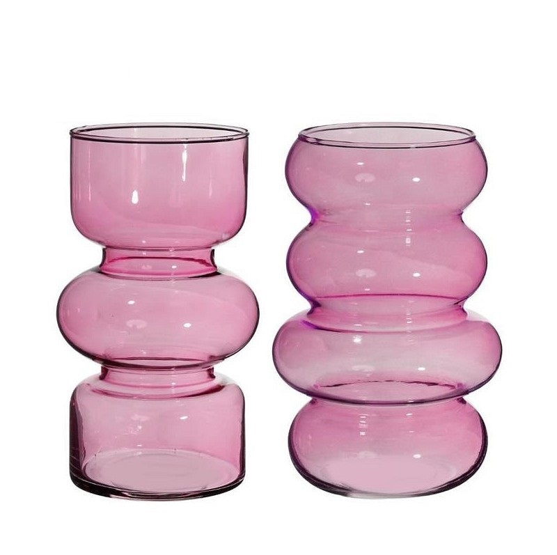 Flower Vase Ø10 cm H: 18 cm Pink (6 Pcs)