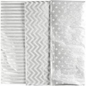 Seidenpapier, Blatt 50x70 cm, 17 g, Silber, 6 Bl./ 1 Pck [HOB-200893]