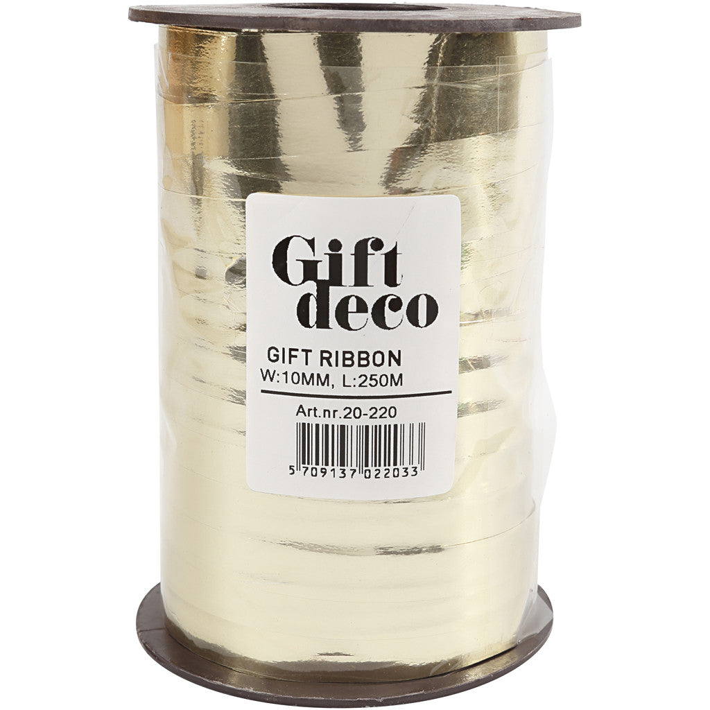 Kräuselband, B 10 mm, Glänzend, Metalic-gold, 250 m/ 1 Rolle [HOB-20220]