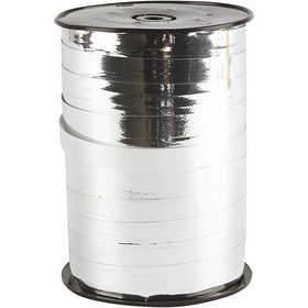 Kräuselband, B 10 mm, Glänzend, Metallic-Silber, 250 m/ 1 Rolle [HOB-20222]