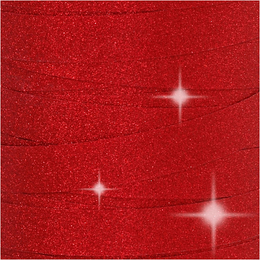 Kräuselband, B 10 mm, Glitter, Rot, 100 m/ 1 Rolle [HOB-202414]