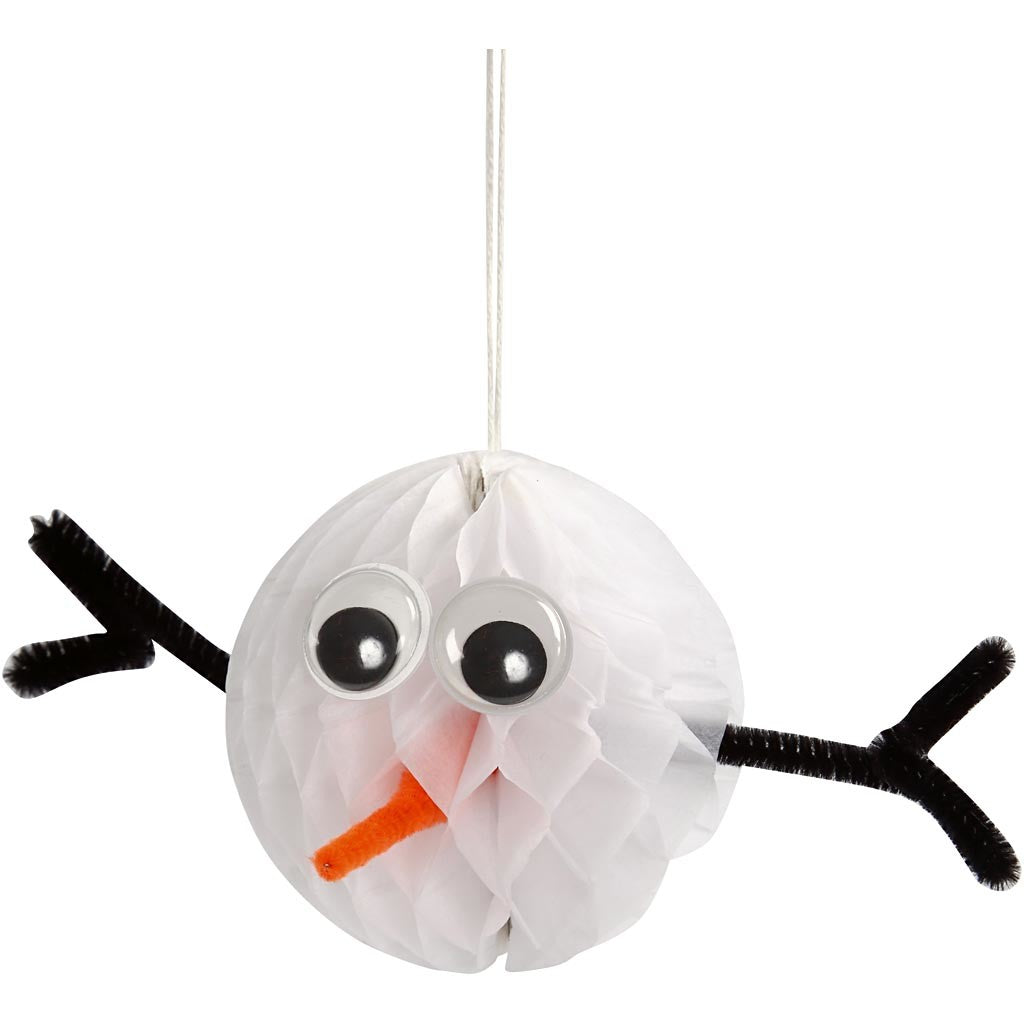 Ziehharmonika-Kugel, D 8 cm, Weiß, 10 Stk/ 1 Pck [HOB-20463]