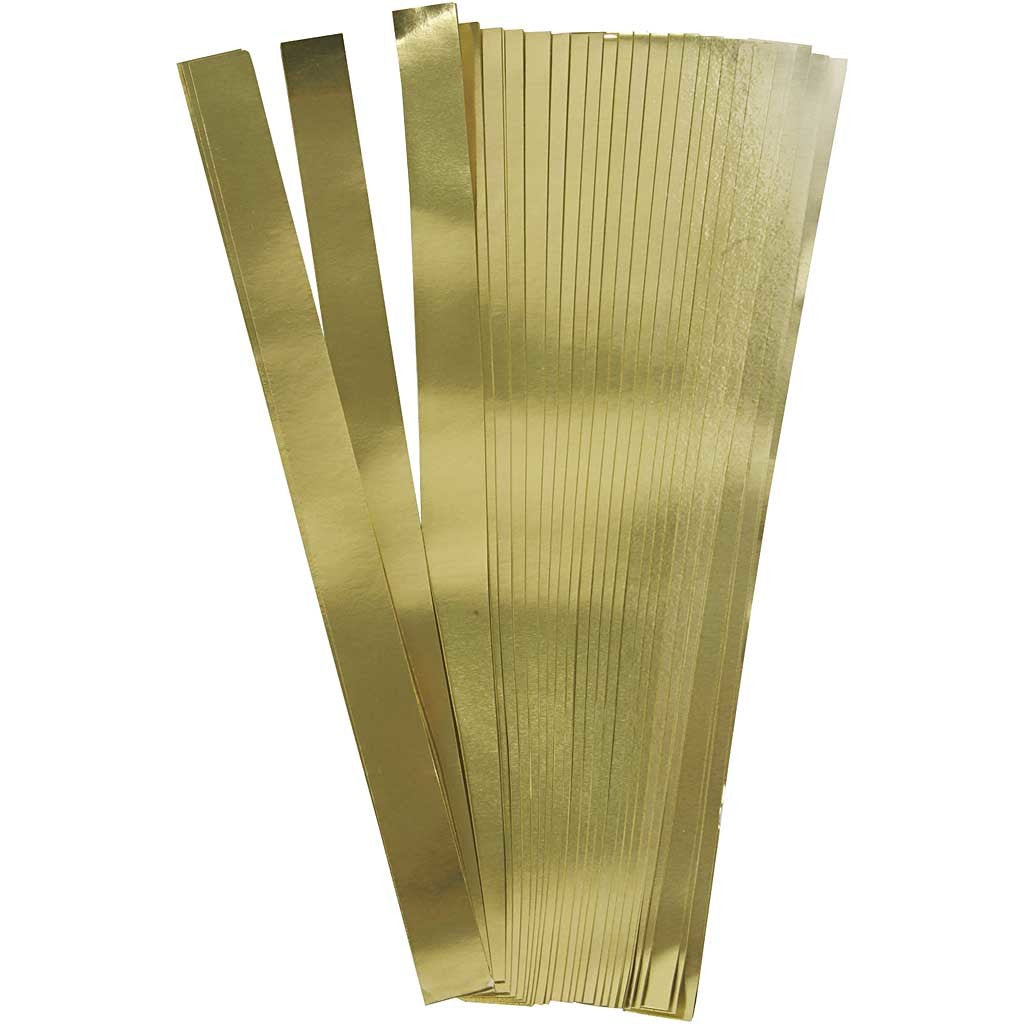 Papierstreifen für Sterne, L 45 cm, D 4,5 cm, B 10 mm, Gold, 100 Streifen/ 1 Pck [HOB-20713]