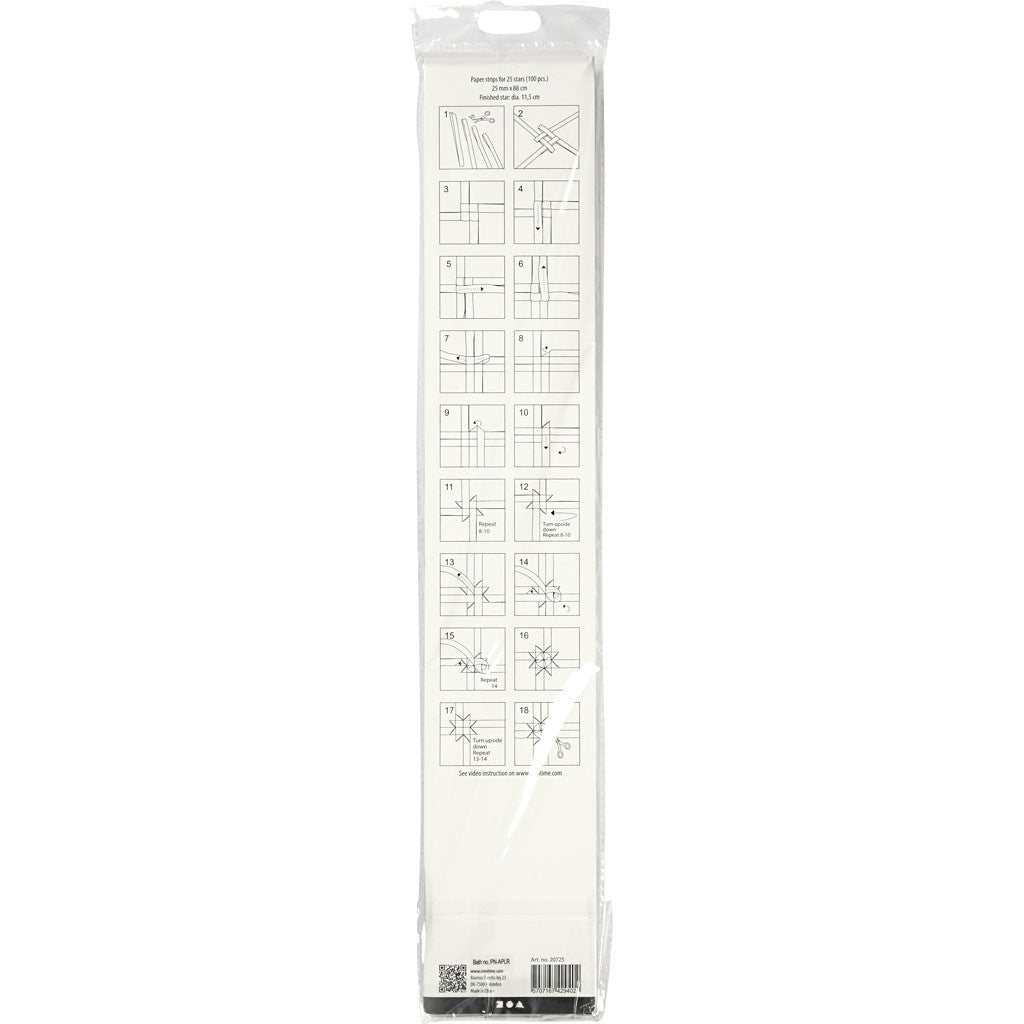 Papierstreifen für Sterne, L 73 cm, D 11,5 cm, B 25 mm, Silber, 100 Streifen/ 1 Pck [HOB-20725]